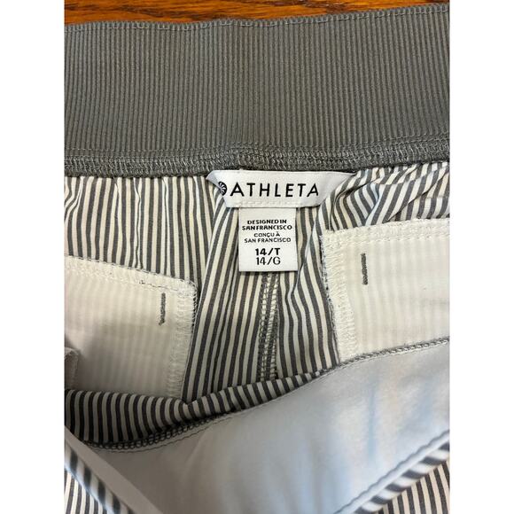 Athleta Brooklyn Textured Ankle Pants Gray Striped Travel Size 14T Tall - Picture 4 of 8
